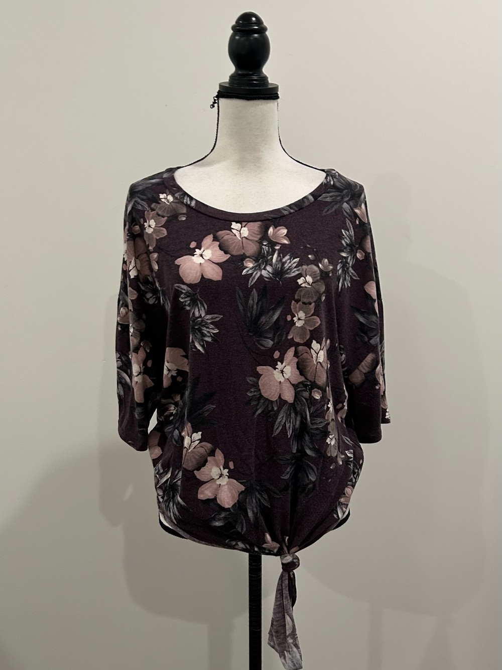 White Birch Floral Tie Front Top